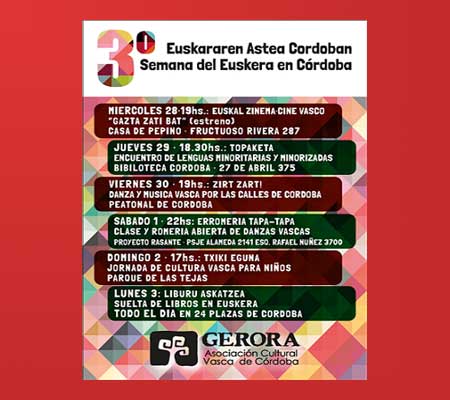 Cordobako Gerora Elkarteko Euskararen Asteko programa 