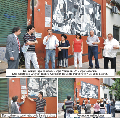 En el 97 aniversario de la muerte de Eva Gouel, en coincidencia con el 77 aniversario de la República de Villa Crespo, se realizó una pequeña ceremonia frente al mural (foto Junta Histórica VC)
