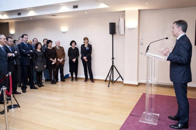 El lehendakari Iñigo Urkullu se dirige a la comunidad vasca residente en Bruselas (foto Irekia)