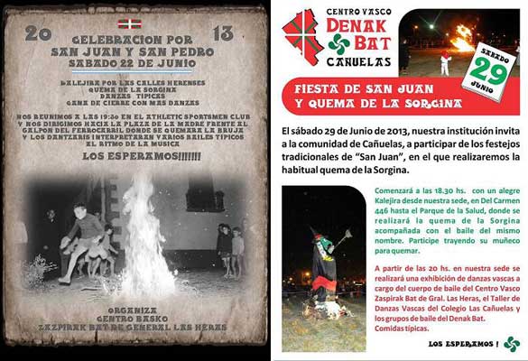 Tarjetas de invitación a las fiestas de San Juan de Gral. Las Heras y Cañuelas