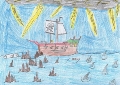 Dibujo con el que Paolo ha ilustrado su canción "Piraten sortea" (foto Euskanta2013)