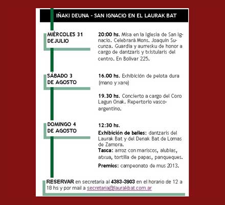 programa de la Semana Ignaciana en el Laurak Bat