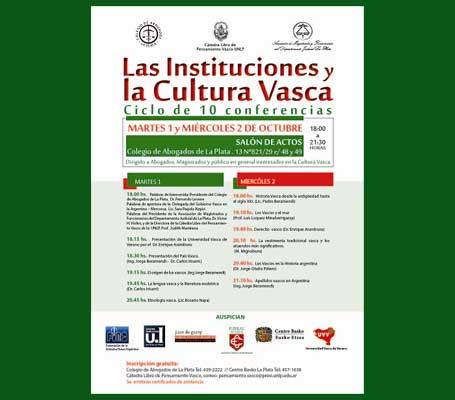 Afiche de promoción del ciclo de charlas organizado por la Cátedra Libre de Pensamiento Vasco de la UNLP 