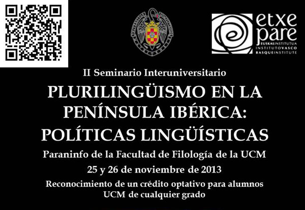 Detalle del cartel anunciador del Seminario Interuniversitario "Pluruligüismo en la Península Ibérica"
