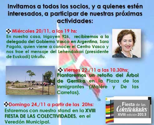 Programa de las próximas actividades del Gure Txokoa de Azul