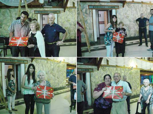 Esther Ansorena, Josefina Bilbao, Elva Viano Zuza and Walter Patatxo Asnal founding members of the Gure Ametza club being honored at the ceremony held on November 13th (photoEE)