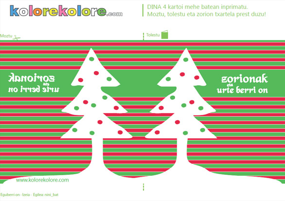 Inprimir, doblar y listo! Ya tienes tu postal de Navidades en euskera (foto Kolorekolore.com)