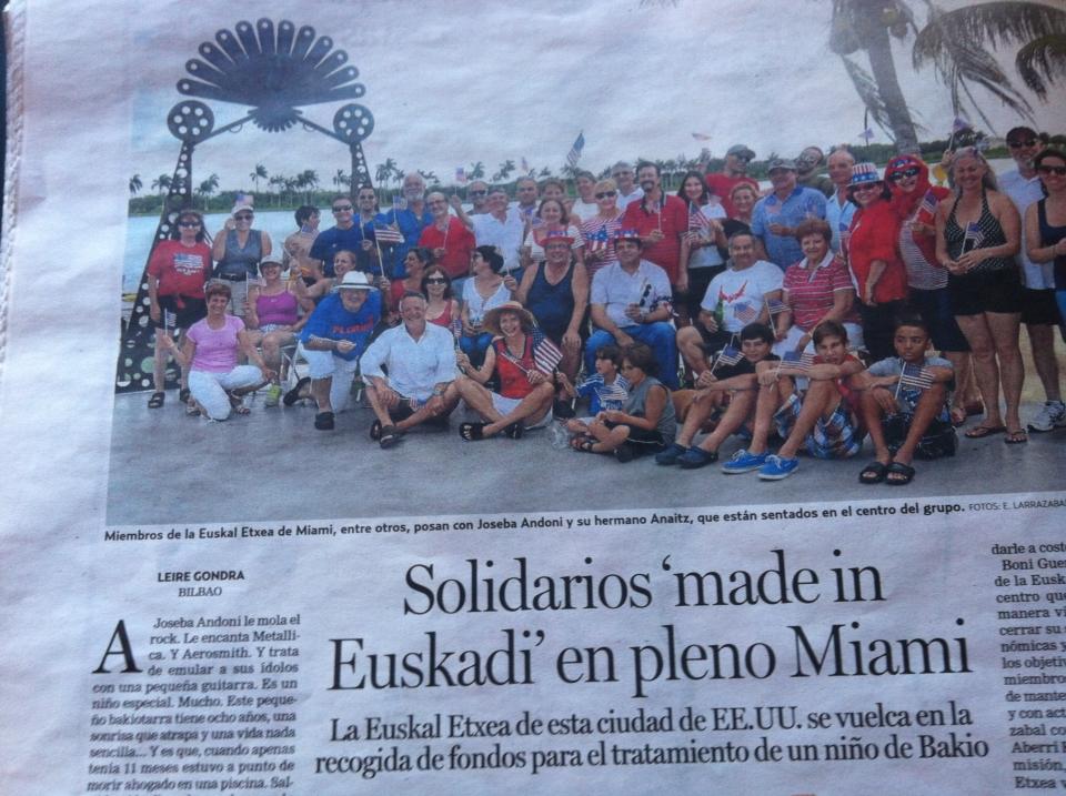La Euskal Etxea de Miami, feliz de que el caso empiece a darse a conocer en la prensa vasca, ha enviado a EuskalKultura.com esta foto del artículo