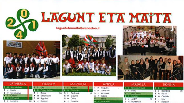 La Euskal Etxea Lagunt eta Maita ha puesto a la venta este calendario de 2014