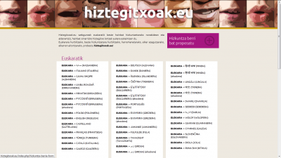 Portada de la web hiztegitxoak.org, que reúne traducciones entre el euskera y 35 lenguas de todo el mundo