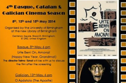 Cartel del IV Ciclo de Cine Vasco, Gallego y Catalán de Birmingham