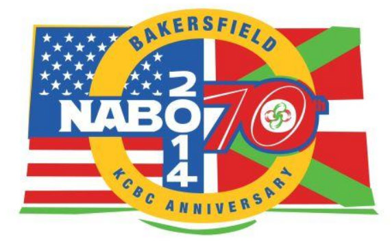 Logo of the 2014 NABO Convention and 70th anniversary festival of the Kern County Basque Club in Bakersfield, California, design by local artist and designer Pierre Ygoa