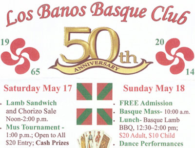 Detalle del cartel anunciador del 50 aniversario del Los Banos Basque Club