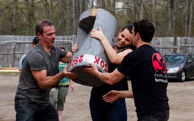 Las chicas demostraron estar muy fuertes en las pruebas de harrijasotzailes (foto NEBC)