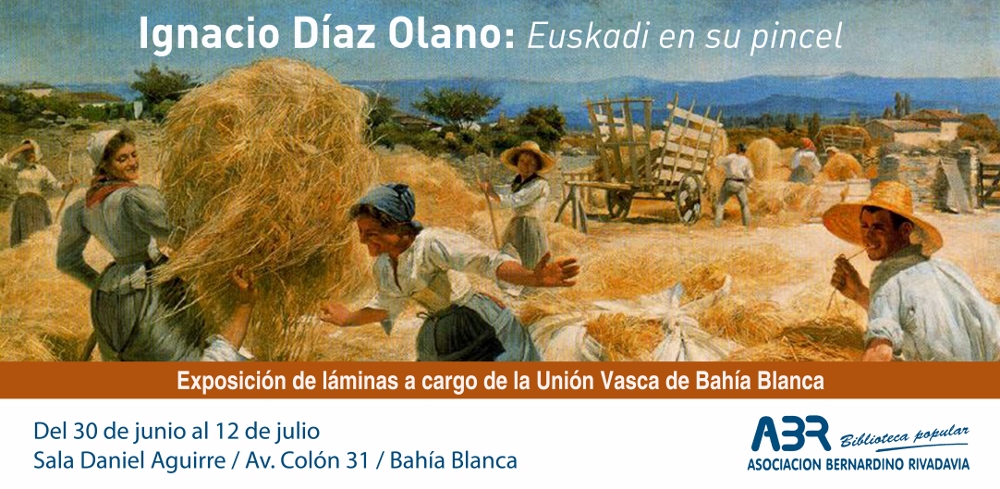 Ignacio Diaz Olano margolari gasteiztarraren lanen erakusketa ekainaren 30etik uztailaren 12ra egongo da zabalik Argentinako Bahia Blancan, bertako Union Vasca euskal etxearen eskutik