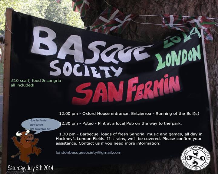 Cartel anunciador de la fiesta de San Fermín de la London Basque Society