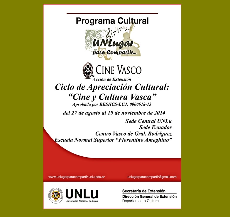 Afiche del Ciclo de Cine Vasco organizado por la UNLu
