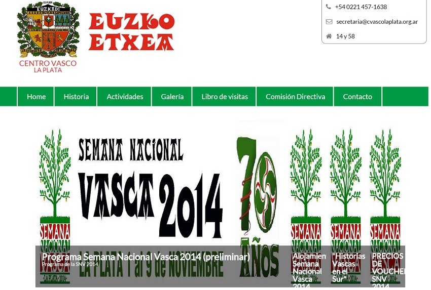 New front page of the Euzko Etxea's website