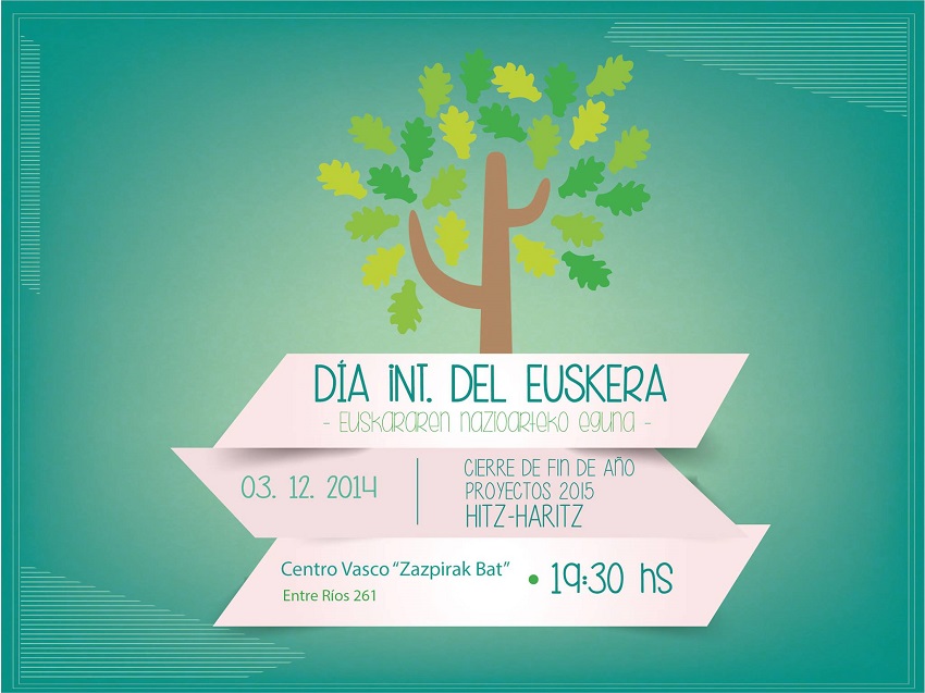 Invitation from Zazpirak Bat in Rosario to celebrate the International Day of Euskera 2014.  