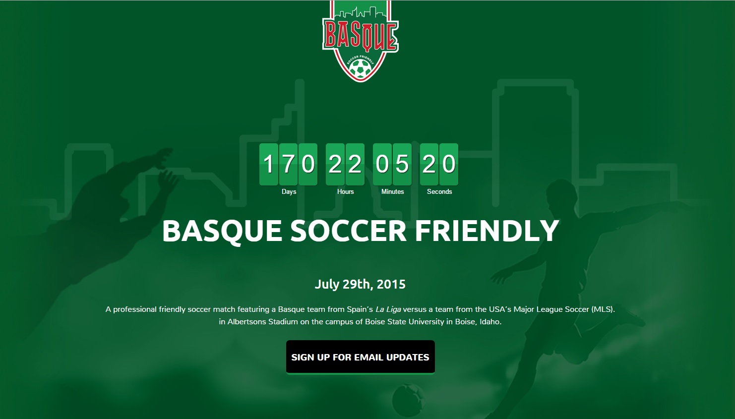 The Basque Soccer Friendly website can be visited in three languages: English, Basque, and Spanish (Image: Euskal Kultura)