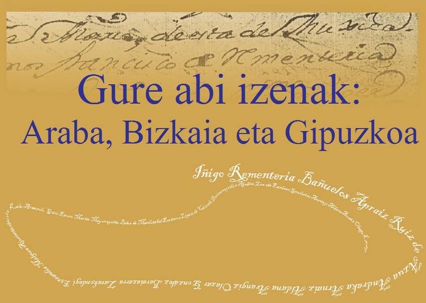 Cover of the book “Gure Abi Izenak,” that includes a list of Manors in Araba