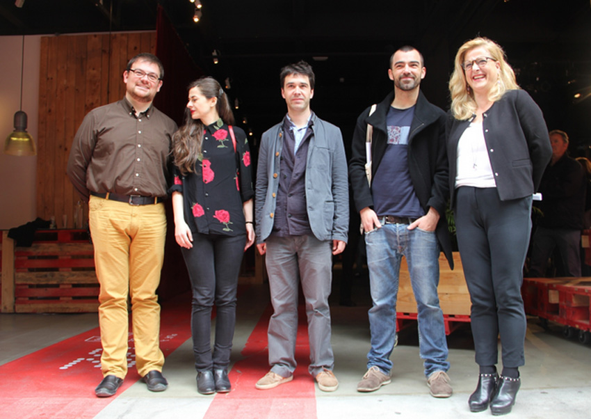 Xabi Paya (DSS2016), Ainara LeGardon, Jaime de los Rios, Eneko Gil and Aizpea Goenaga (Etxepare), at the presentation (photoEtxepare)