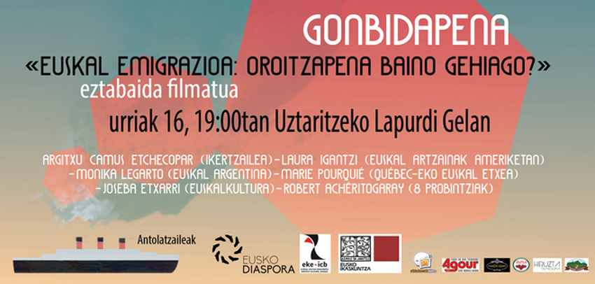 Invitación al acto "Euskal emigrazioa: oroitzapena baino gehiago?" 