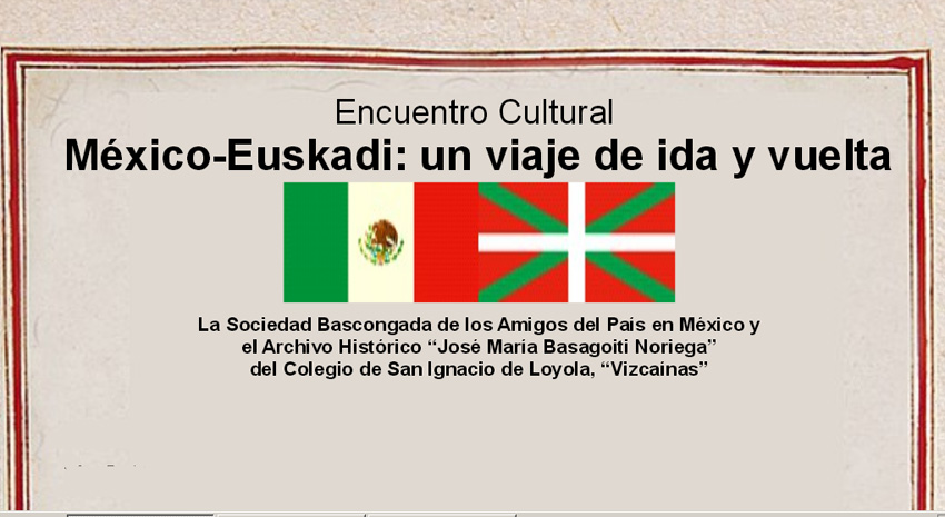 Cartel del encuentro cultural "México y Euskadi: un viaje de ida y vuelta"