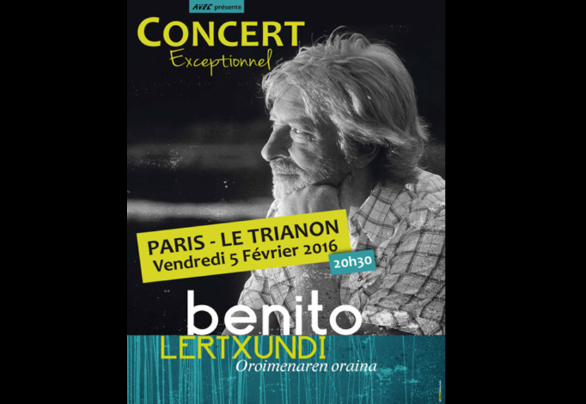 El cantante oriotarra Benito Lertxundi actúa hoy en la sala Le Trianon de París