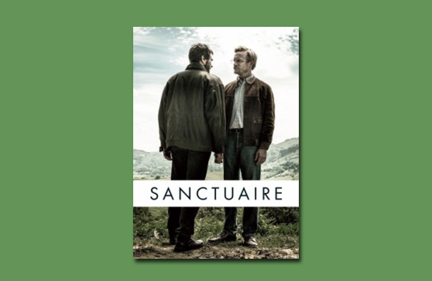 Cartel de la película "Sanctuaire"; protagonizada por Jeremie Renier y Alex Brendemulh
