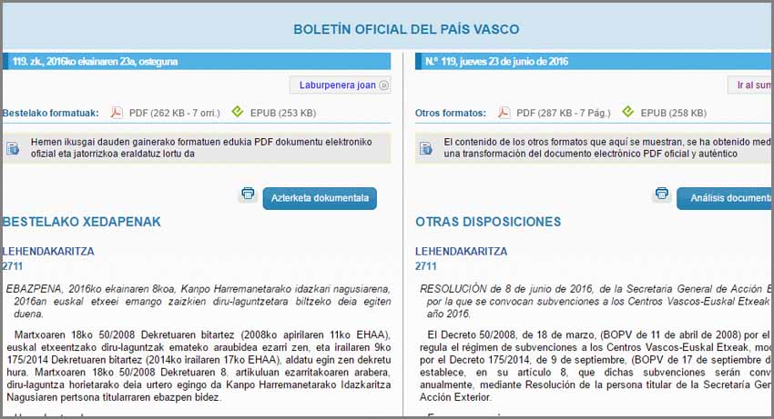 La Convocatoria de 2016 se publicó ayer en el BOPV