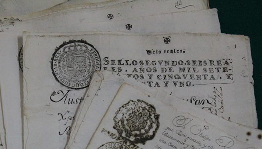Ancient manuscripts kept at the Jose Maria Basagoiti Historic Archive at the College of the Vizcainas