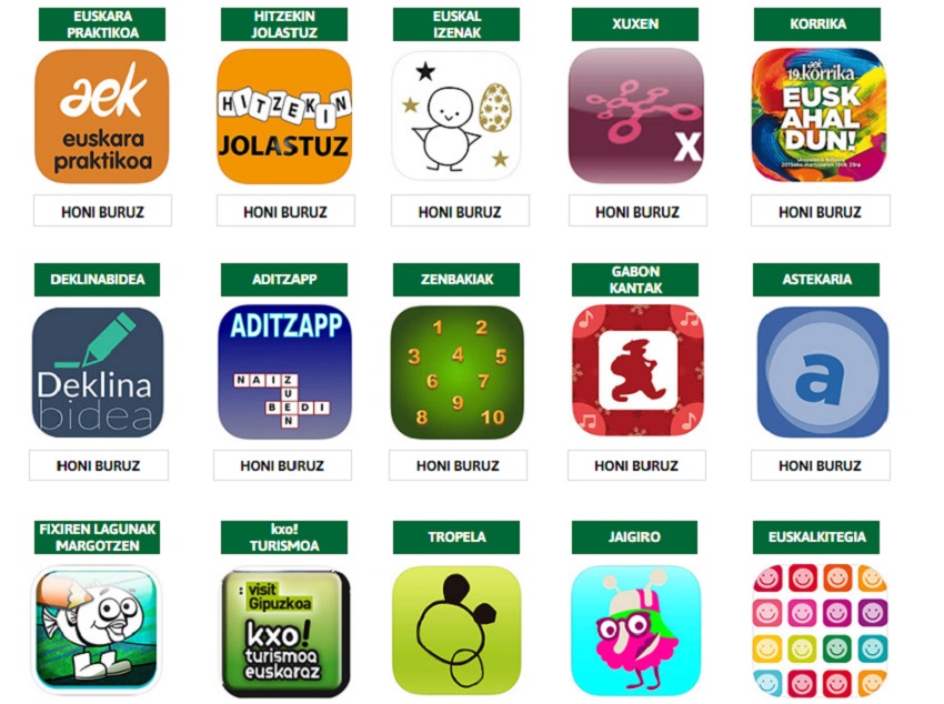 Some of the apps available on Iparra.eus