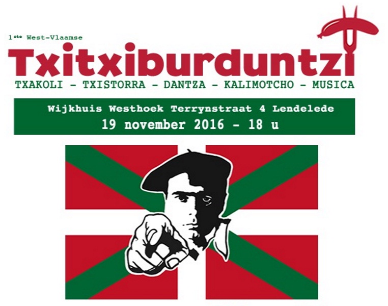 Poster for the Txitxiburduntzi that will take place on Saturday, November 19th in Belgium