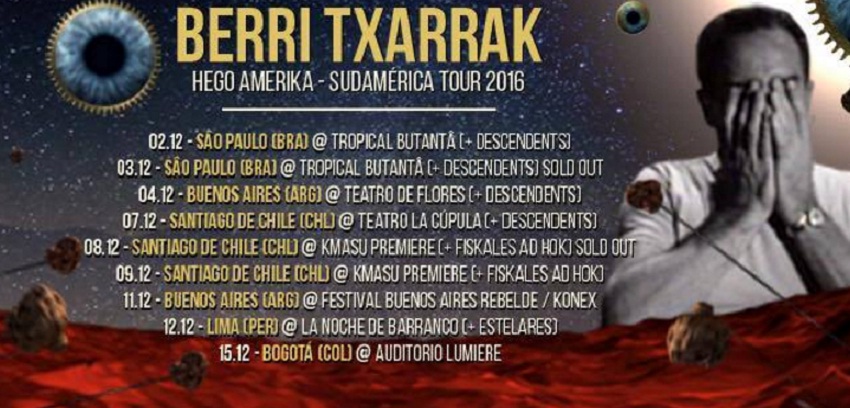 Promotional poster for Berri Txarrak’s South American tour