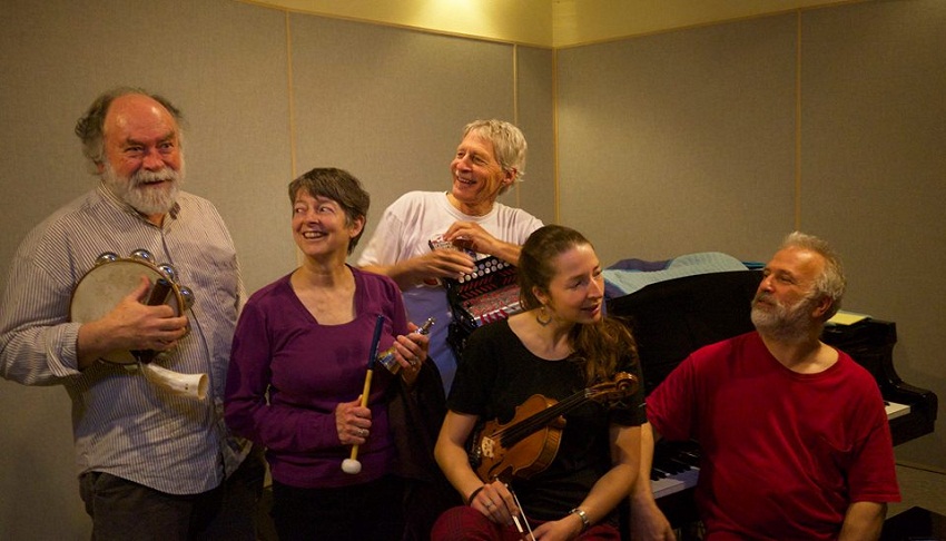 David Romtvedt and members of Ospa while recording their CD for Worlds of Music (photo David Lange Studios Facebook)