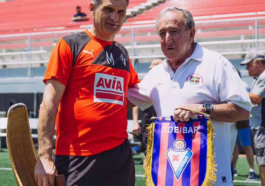 LVBC President Jose Mari Beristain and coach Mendilibar of Eibar soccer team in Las Vegas, May 2016