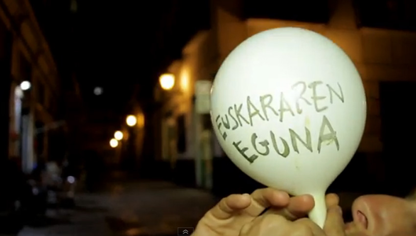 A shot from the video done in Valencia for Euskera Eguna 2015 by the Euskaltzaleok Valentzia Basque Club