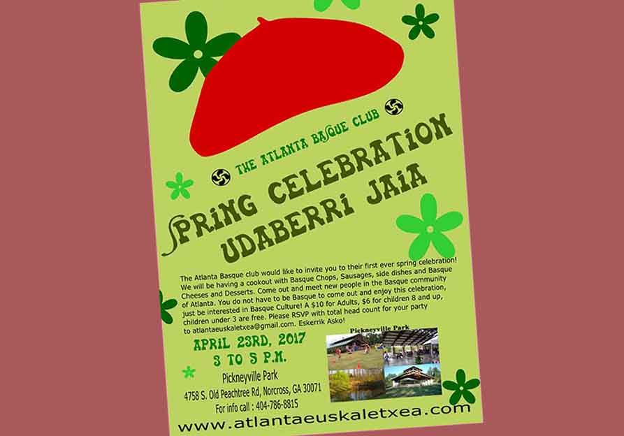 Cartel del Udaberri Jaia o Spring Celebration (Fiesta de Primavera) del Atlanta Basque Club 