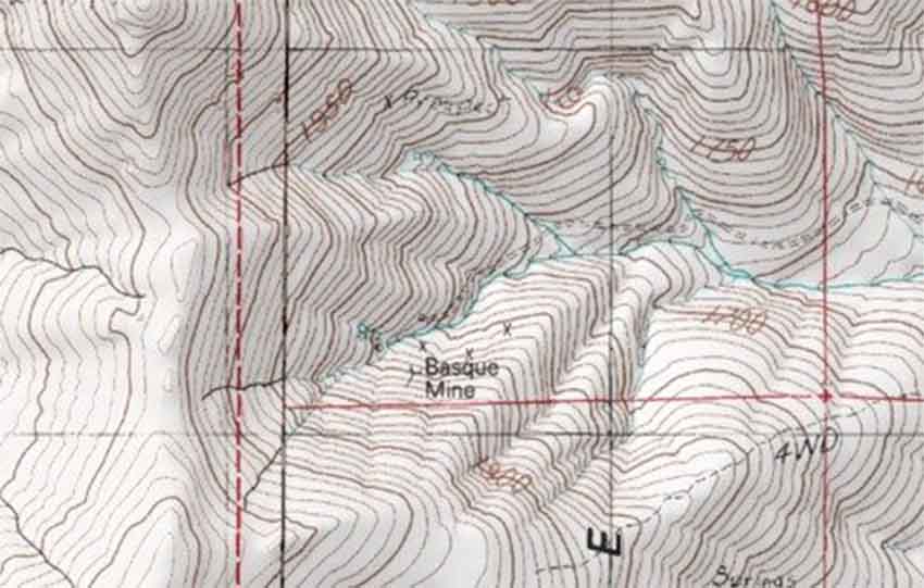 Basque Mine Humboldt County Nevada (mapa Mytopo.com)