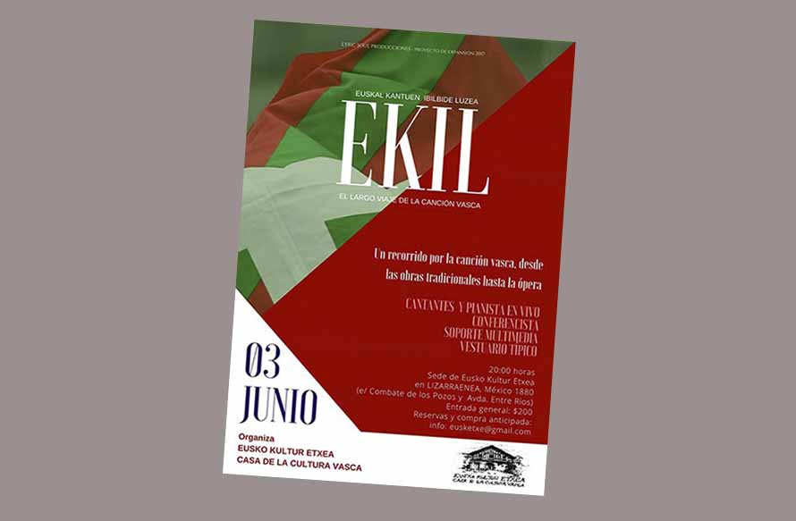 Cartel de la representación en la sede de Eusketxe en Lizarraenea del espectáculo EKIL