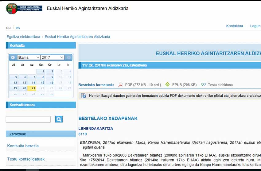 Grant information published in the Official Bulletin of the Basque Country (BOPV-EHAA)