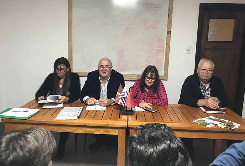 Second from the left, Juan Carlos Ariztegui, newly elected president, at the Euskaro Basque Club’s 2018 general assembly