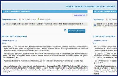 The Official Bulletin of the Basque Country (BOPV-EHAA) published on June 18th included the call for grants for those in extreme need