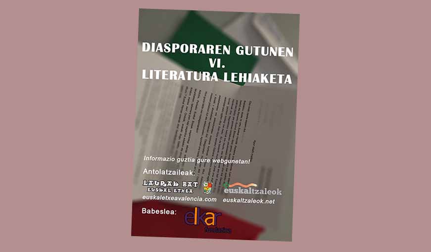 cartel del VI Certamen de Cartas de la Diáspora que convocan las euskal etxeak Euskaltzaleok y Laurak Bat de Valencia