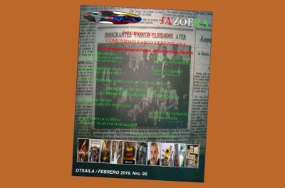 Cover of issue 95 of the Basque-Venezuelan magazine, Jazoera, corresponding to February 2019
