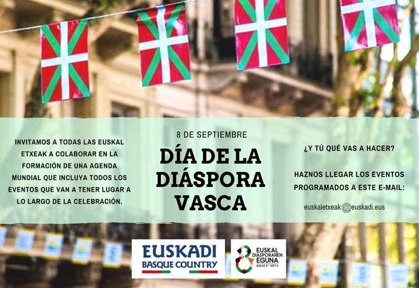 Deia egin du Eusko Jaurlaritzak Euskal Diasporaren Eguna ospatu eta zeure ospakizunaren xehetasunak aldez aurretik helarazteko