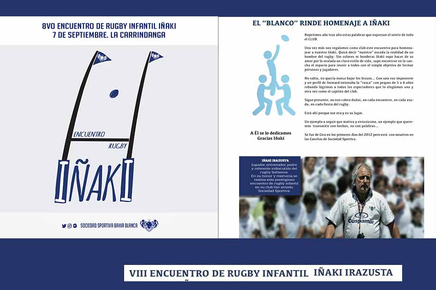 Irailaren 7an Bahia Blancan gauzatuko den "VIII. Iñaki Irazusta Haur Rugby Topaketa"