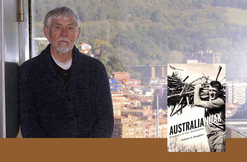 William A. Douglass (photo Oskar M. Bernal-Deia) with the book he’ll present this Sunday at the Gure Txokoa Basque Club in Sydney