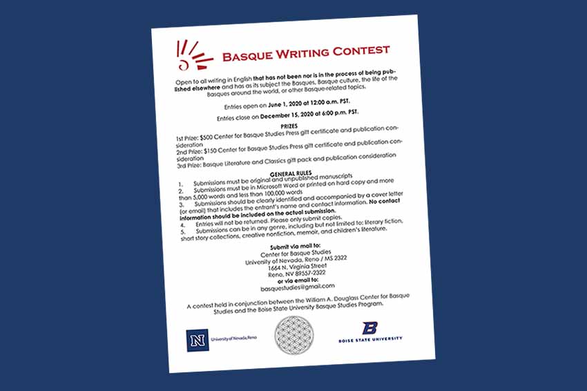 The “Basque Writing Contest,” is co-organized by the University of Nevada, Reno and Boise State University